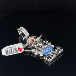 925 Silver CZ Skull Cowboy Pendant 14.8g 176827