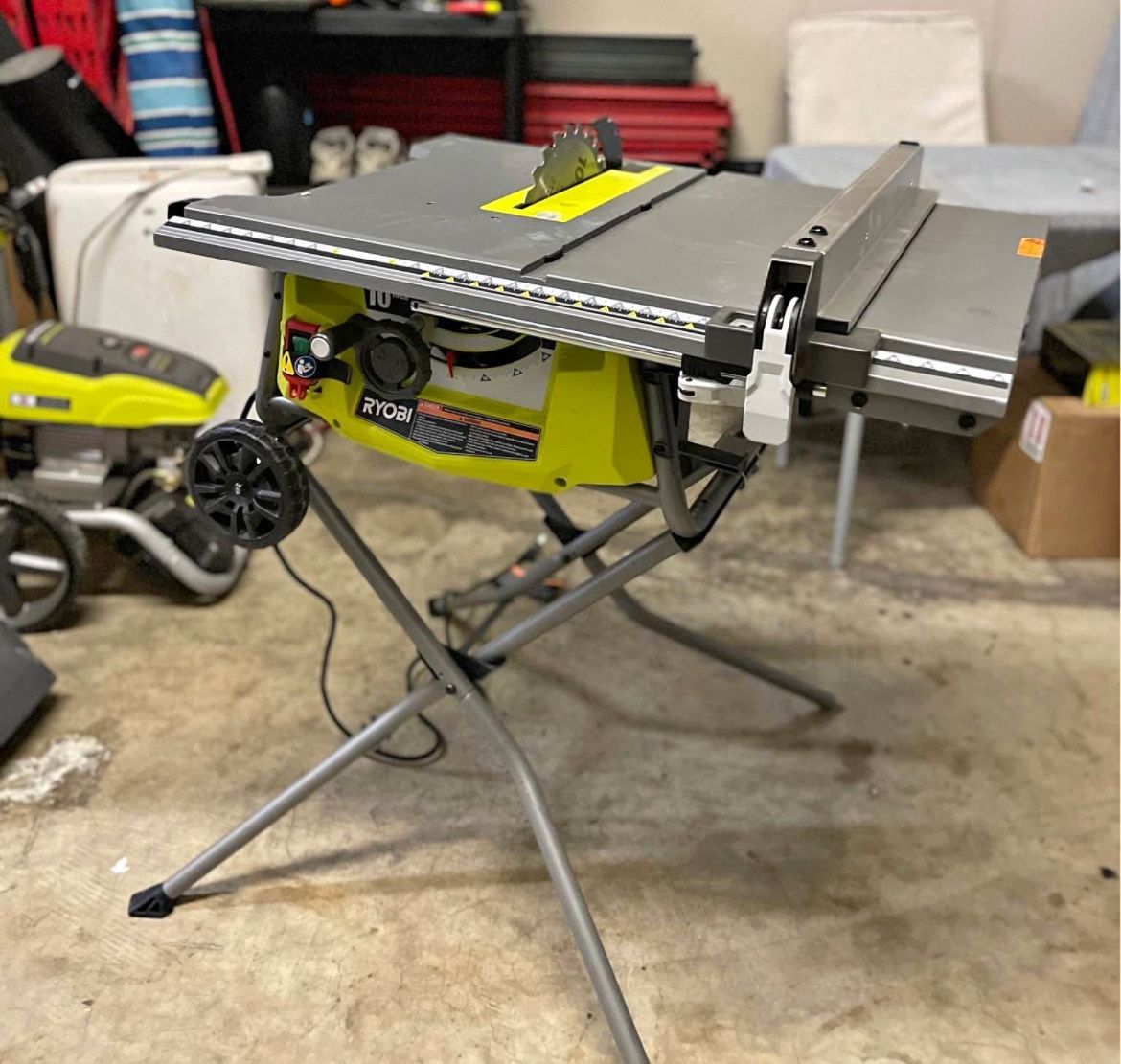 RYOBI 15 Amp 10 in. Expanded Capacity Portable Corded Table Saw With Rolling Stand