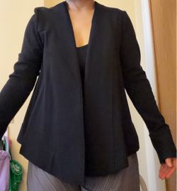 Black Open-Front Blazer Cardigan