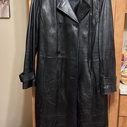 Ladies Long Leather Coat With Removable Thinsulate Liner