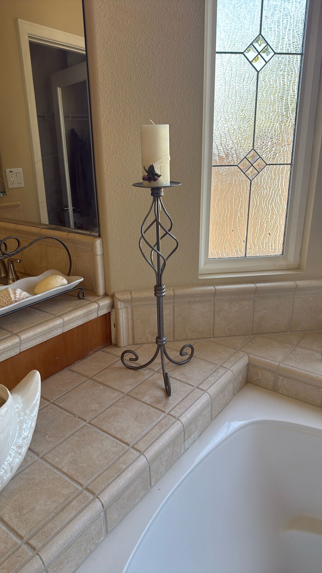 Tall Candle Holder - silver finish