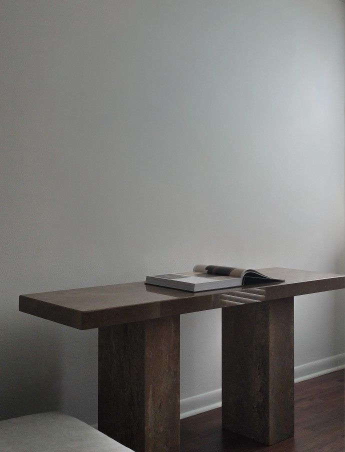 Vintage Travertine Stone Table Console