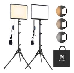 NiceVeedi 2-Pack 25W Photography Lighting, 2K Dimmable Ring Light with Tripod Stand, 73” Studio Video Light for Video Recording/Photography/Li