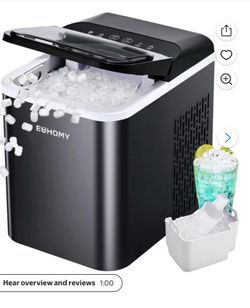 EUHOMY 35lbs/24H Nugget Ice Maker Countertop, Pebble Ice Maker Machine with Auto-Cleaning, Black
