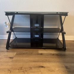 Three Tiered Black Glass Tv Stand