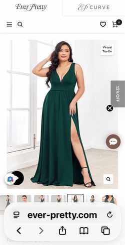 Sleeveless V-Neck Empire Waist High Slit Floor-Length Evening Dress Dark Green / 14 and 18