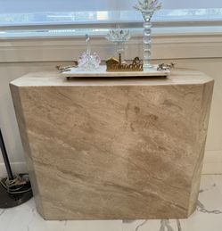 Glass table with ceramic Tile base