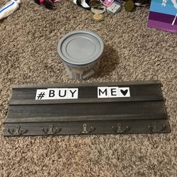 Hanging letter board with bucket of letters 