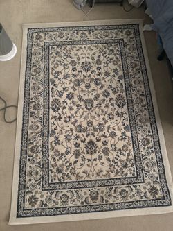IKEA VALLÖBY Traditional Area Rug – 4'4" x 6'5" (Beige & Blue)