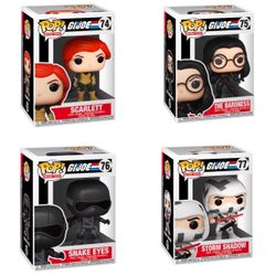 Funko Pop Retro Toys G.I. Joe 4 in Vinyl Figure Set - Scarlett 74, Baroness 75, Snake Eyes 76, Storm Shadow 77