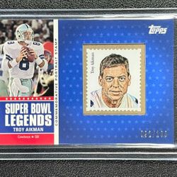 Really Nice RARE TROY AIKMAN 2011 Topps Super Bowl Portrait Stamp SBPS XXVII #D 92/100. Mint.!!!