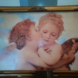 Beautiful Unique Paint Art Piece Baby Cherubim Kiss Angel