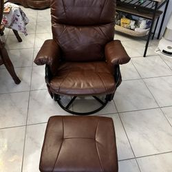 NEW LAZZO Swivel Glider Recliner with Ottoman, 360° Rocking Chair with Footrest & Side Pockets