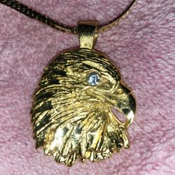 Vintage Eagles Necklace Gold Diamond Eye