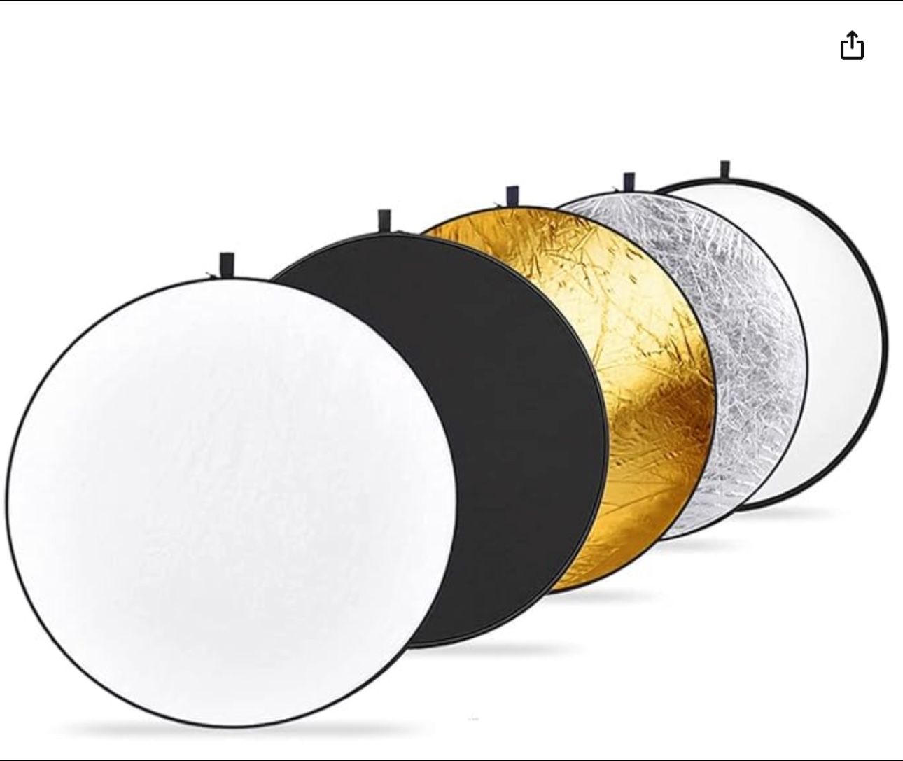 NEEWER 43 Inch/110 Centimeter Light Reflector Diffuser 5 in 1 Collapsible Multi Disc with Bag - Translucent, Silver, Gold, White, and Black for Studio