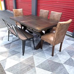 Brand New Dining Set Extendable With Chairs & Bench 