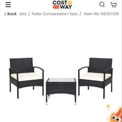 costway 3 pieces P.E. rattan table and chairs