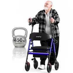 Brand new StrollAid upright rollator walker in blue.