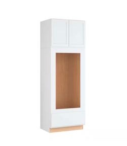 Courtland 33 in. W x 24 in. D x 96 in. H Assembled Shaker Double Oven Kitchen Cabinet in Polar White