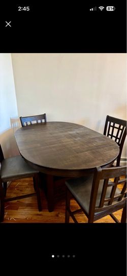 Dark Wood Counter Height Dining Table with Chairs