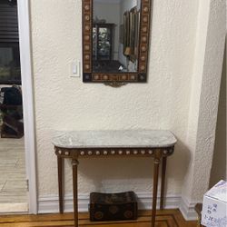Mirror And Marble Top Table Set