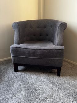 Gray Upholstered Barrel Accent Chair