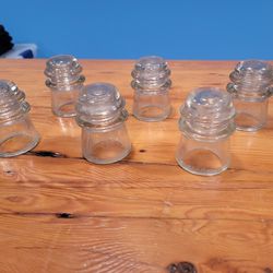 Lot Of 6 Vintage Antique Armstrong No. 2 Clear Glass Insulators