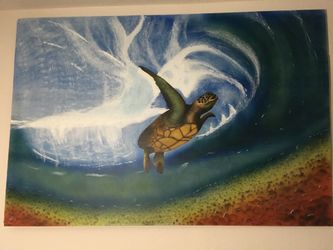 4 ft x 6 ft airbrushed turtle painting