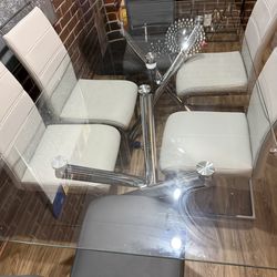 Modern Glass Dining Table Set – 6 Chairs