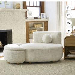 Better Homes & Gardens Juliet Modern Boucle Chaise & Storage Ottoman, Pearl