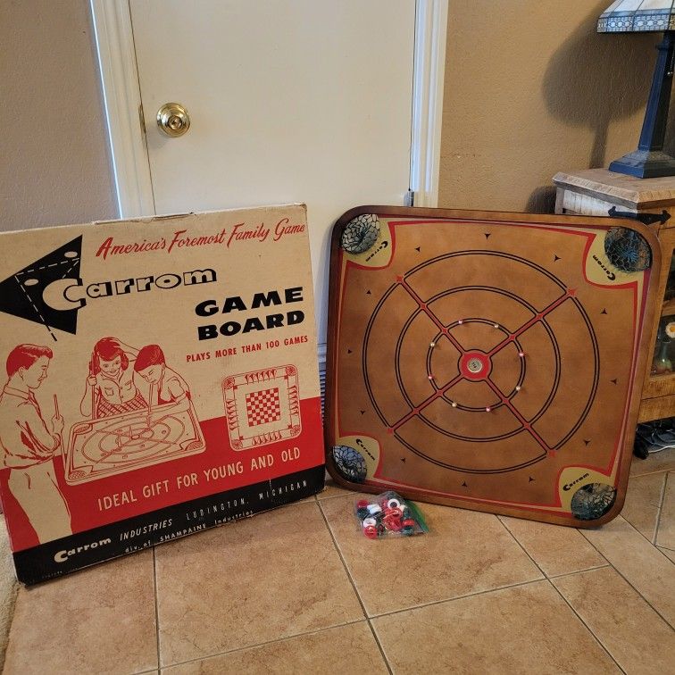 Vintage Carrom Game Board Plays More Than 100 Games. 