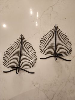 Metal Leaf candle Holders