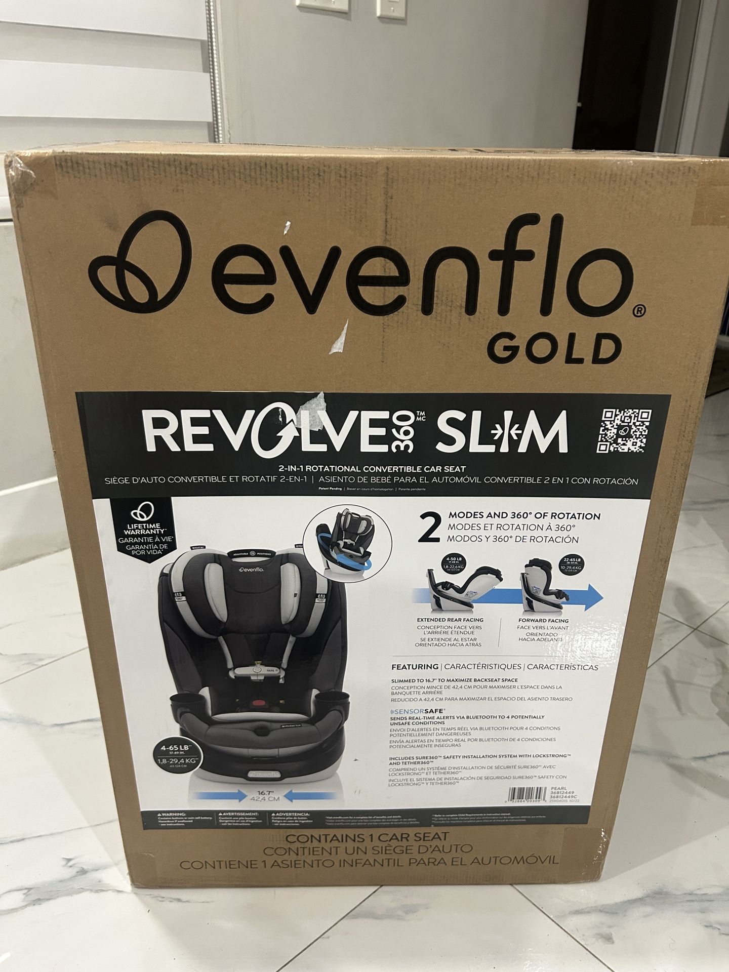 Evenflo Gold Revolve360 Slim Car Seat - Pearl/Gray