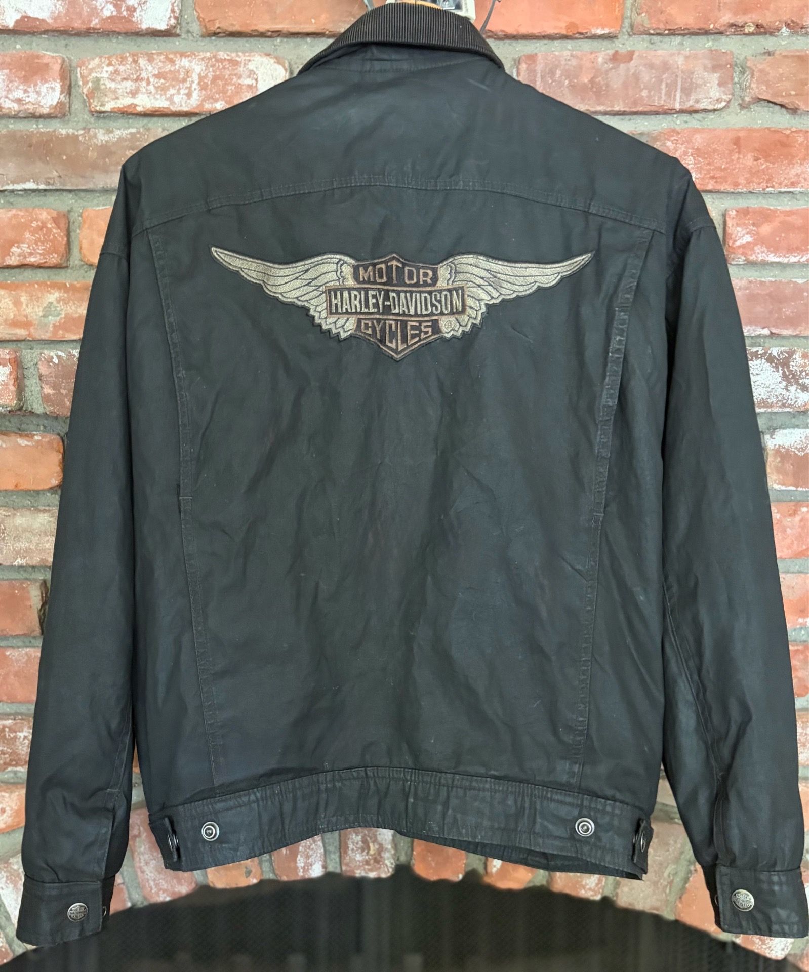 Rare Vintage Harley-Davidson Waxed Cotton Motorcycle Trucker Jacket Mens M