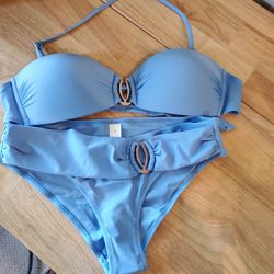 New W/O Tags 2 Piece Sky Blue  Swimming Suite~ Size L 