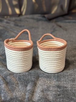 Set of 2 Small Woven Rope Storage Baskets