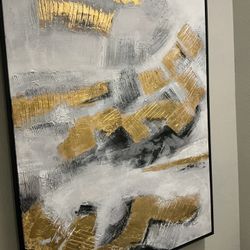 NEW, LARGE WALL ART, 3’ WIDE X 4’ HIGH, SIGNED BY ARTIST, EXCELLENT QUALITY WITH BLACK CUSTOM FRAME, BUY TODAY $80.00