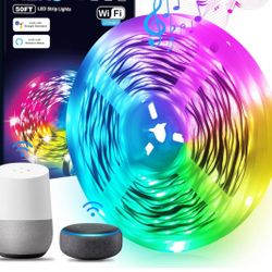 New In Box Smart WiFi Led Strip Light 50ft with App Control and Music Sync Work with Alexa and Google Assistant.