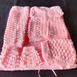 New 5 Pieces Baby Crochet   $35. A Set . Baby Booties Are $3.each Or  2 For $5.  Booties  Are Free When You Buy Tthe Baby 5 Pieces Set