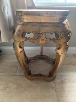 C.1970's Asian, Chinoiserie-Style, Chinese Red Lacquered Wood Occasional Side Table With Greek Key