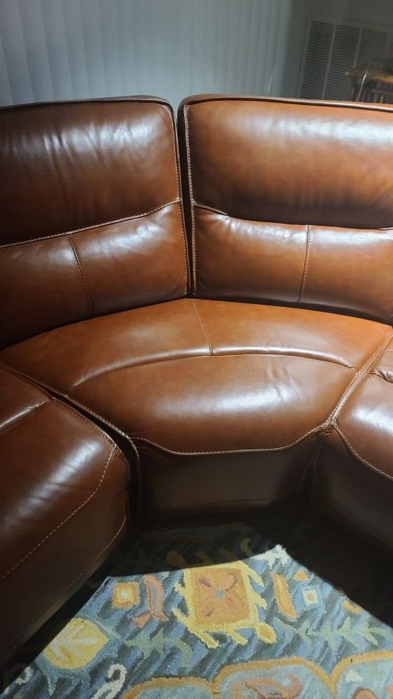 Cognac Brown Leather Sectional Sofa