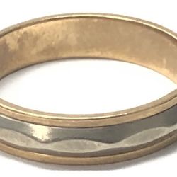 Unisex Wedding Band 14kt Yellow And White Gold 