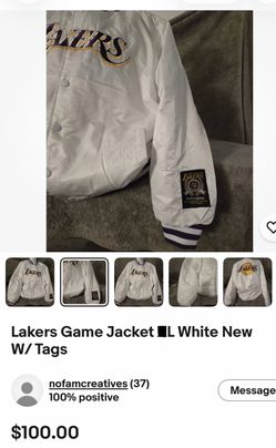 LA Lakers Satin Bomber Jacket White