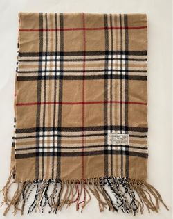 Plaid Fringe Scarf Cashmere Feel Acrylic