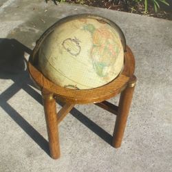 Vintage REPOGLE 16” World Globe Spinner Wood Stand Classic Brass Schoolroom Quality 