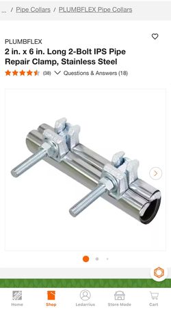 PLUMBFLEX 2 in. x 6 in. Long 2-Bolt IPS Pipe Repair Clamp, Stainless Steel