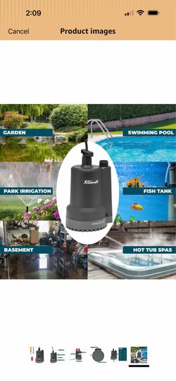 XtremepowerUS 2150GPH Thermoplastic Submersible Utility Pump with 10ft Cord, 1/3 HP for Swimming Pool Garden Pond Basement Draining  3 40$