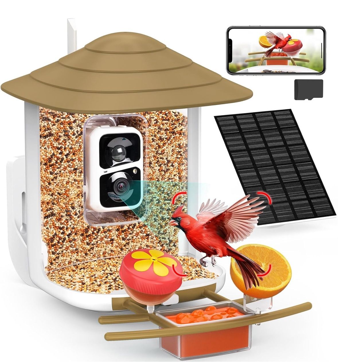 🔥 birdsnap® TUC Smart Bird Feeder with Camera 2K HD, Solar Panel 32GB Card 4-in-1 Perch, 160°View Auto Detect & Notify AI Identify Video Bird Camera
