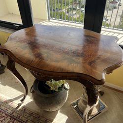 Victorian Centre Style Table Walnut Marquetry Inlaid