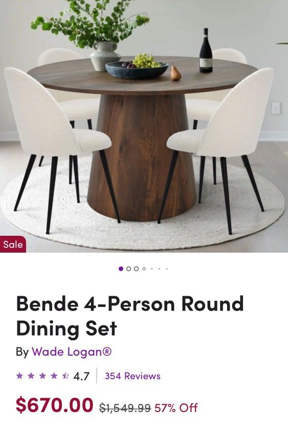 Bende 4 Person Dining Room Table